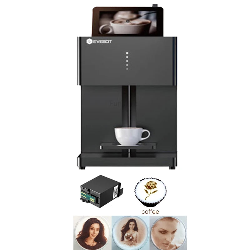 Evebot Coffee Printer Automatic 3d Latte Machine One-Touch Operation DIY Printing Photo printer On Food like Cake Bread Coffee