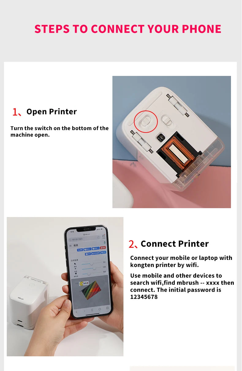 Mini Handheld Food Printer Edible Ink Portable Inkjet Pen Print Custom DIY Bread Coffee Fruit Cookies Coffee Latter Printing