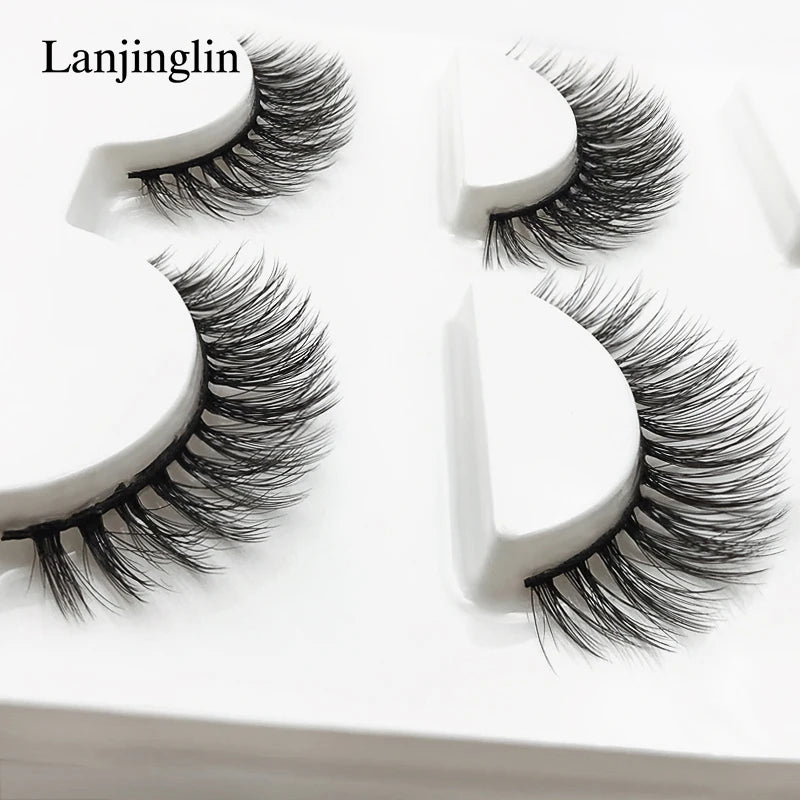 LANJINGLIN 3 pairs 29 styles 3D Faux Mink Hair Soft False Eyelashes Fluffy Wispy Thick Lashes Handmade Lash Eye Makeup Tools X11