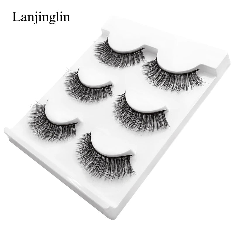 LANJINGLIN 3 pairs 29 styles 3D Faux Mink Hair Soft False Eyelashes Fluffy Wispy Thick Lashes Handmade Lash Eye Makeup Tools X11