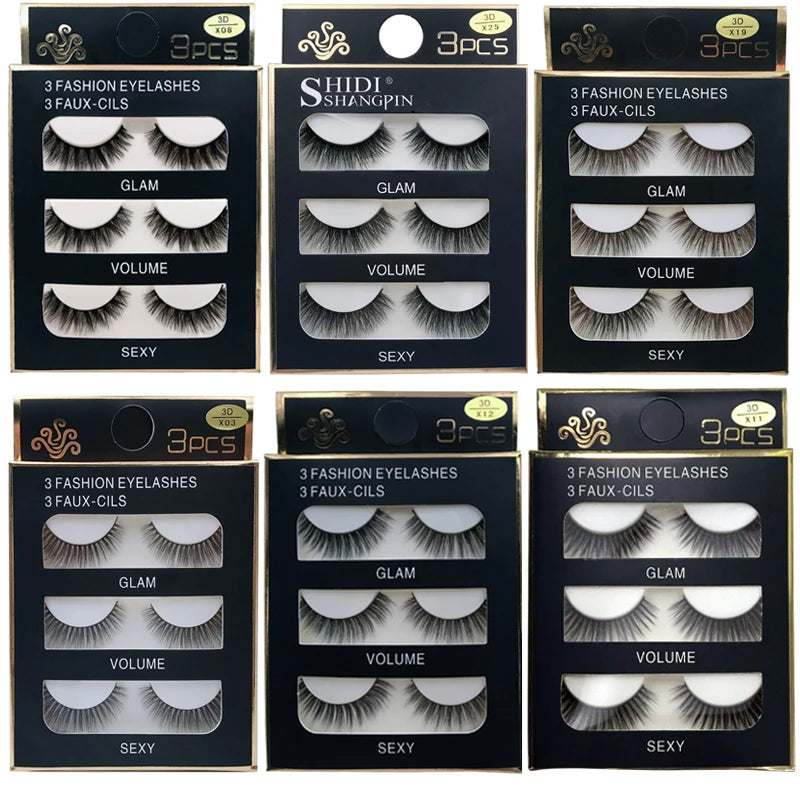 LANJINGLIN 3 pairs 29 styles 3D Faux Mink Hair Soft False Eyelashes Fluffy Wispy Thick Lashes Handmade Lash Eye Makeup Tools X11