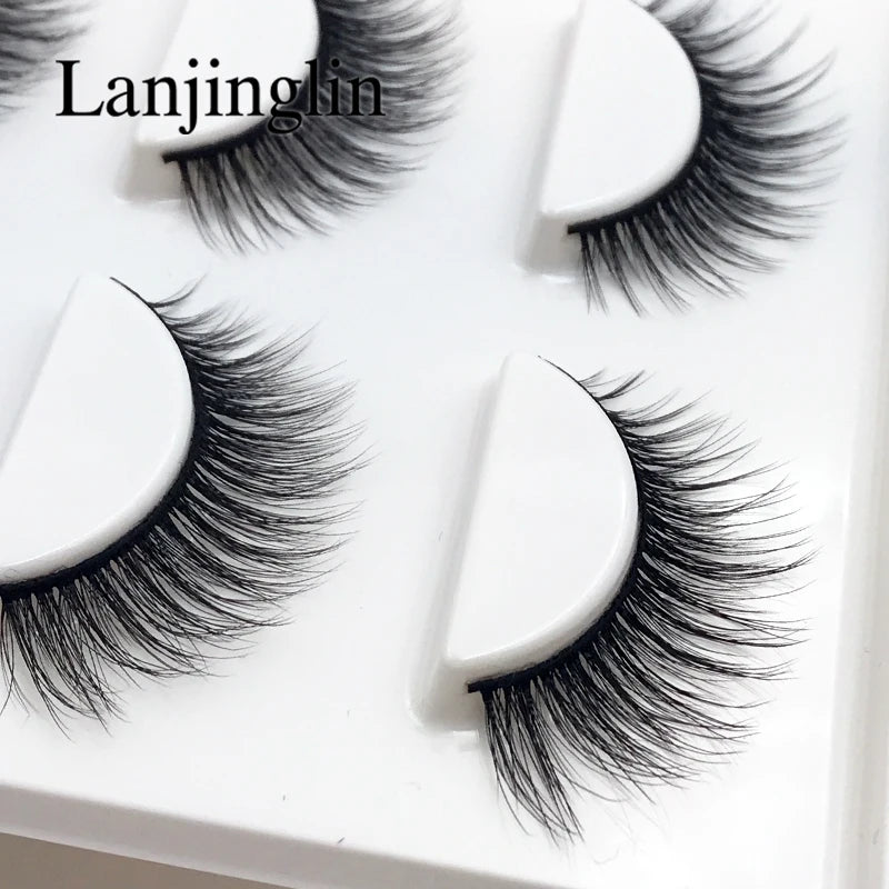 LANJINGLIN 3 pairs 29 styles 3D Faux Mink Hair Soft False Eyelashes Fluffy Wispy Thick Lashes Handmade Lash Eye Makeup Tools X11