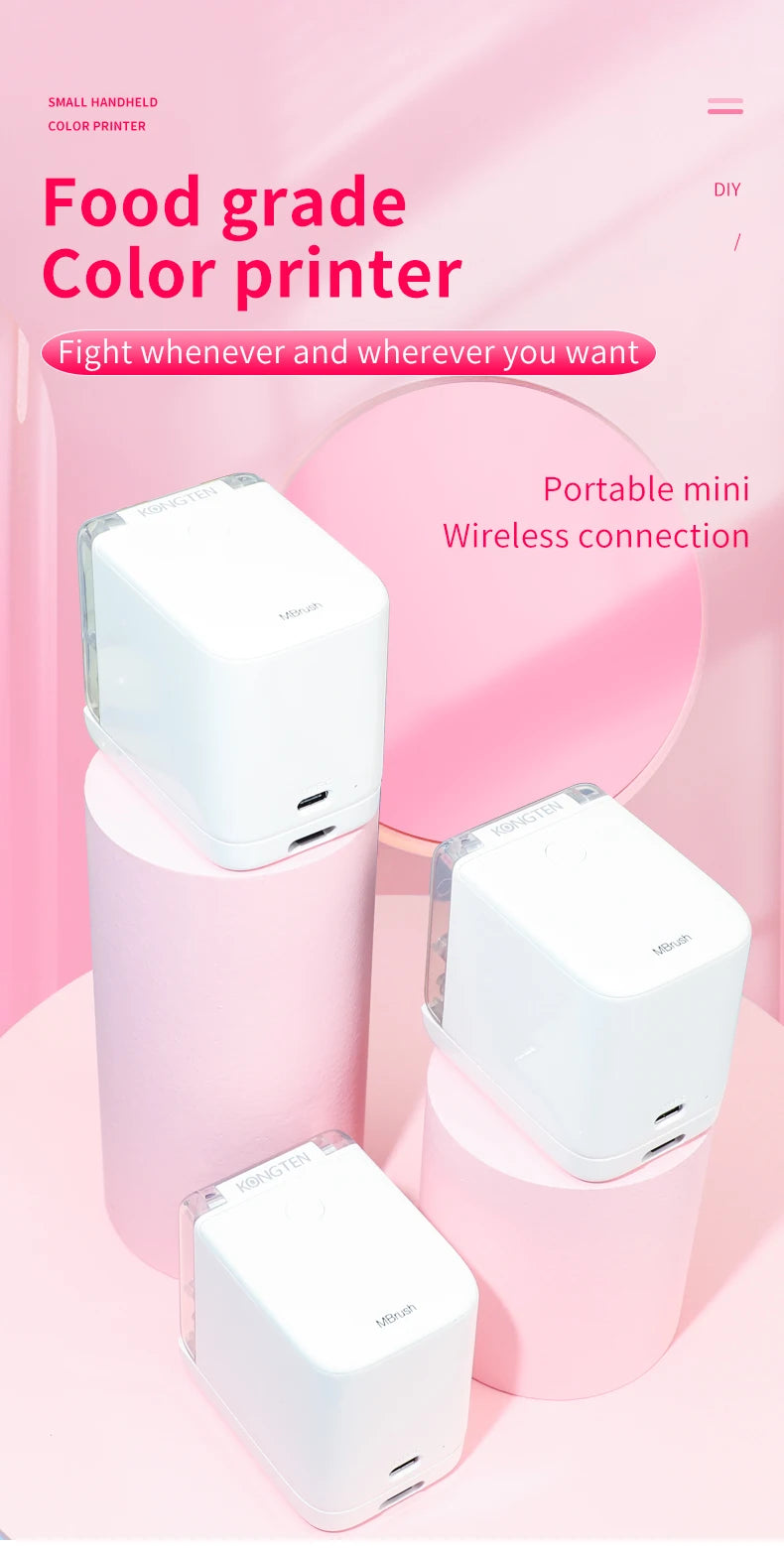 Mini Handheld Food Printer Edible Ink Portable Inkjet Pen Print Custom DIY Bread Coffee Fruit Cookies Coffee Latter Printing