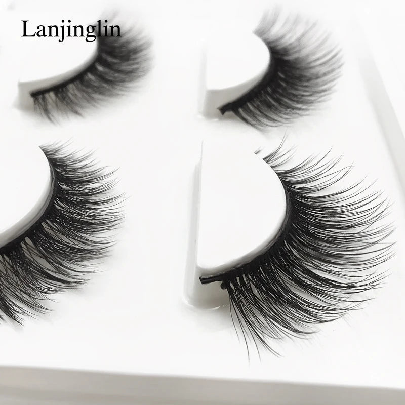 LANJINGLIN 3 pairs 29 styles 3D Faux Mink Hair Soft False Eyelashes Fluffy Wispy Thick Lashes Handmade Lash Eye Makeup Tools X11