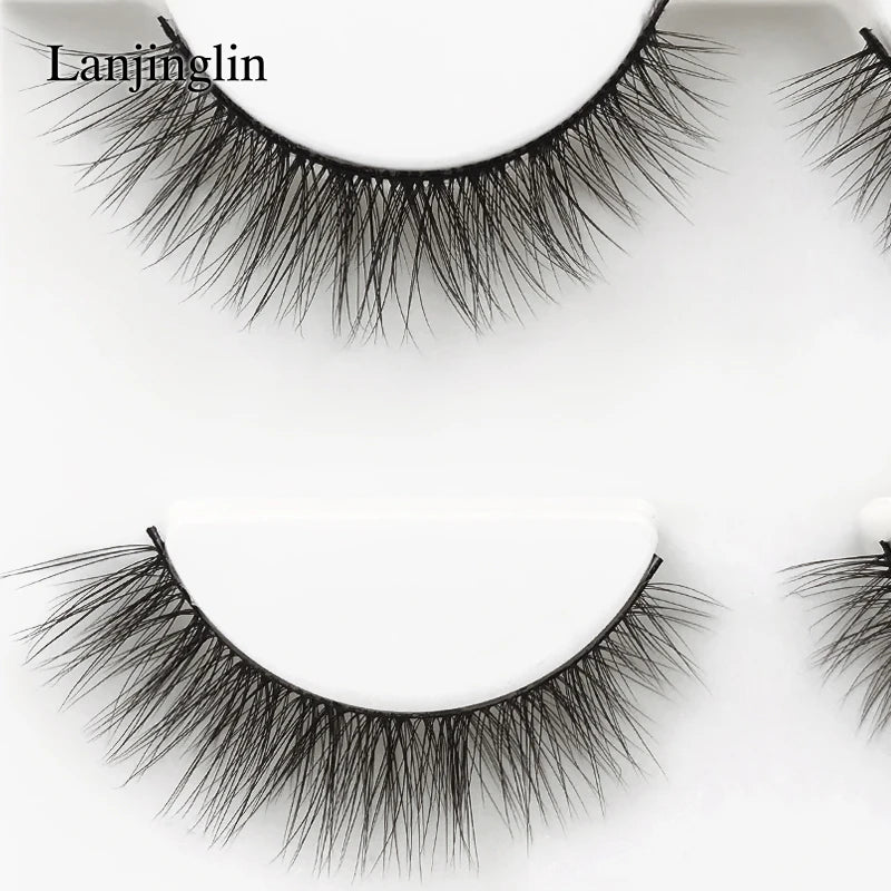LANJINGLIN 3 pairs 29 styles 3D Faux Mink Hair Soft False Eyelashes Fluffy Wispy Thick Lashes Handmade Lash Eye Makeup Tools X11