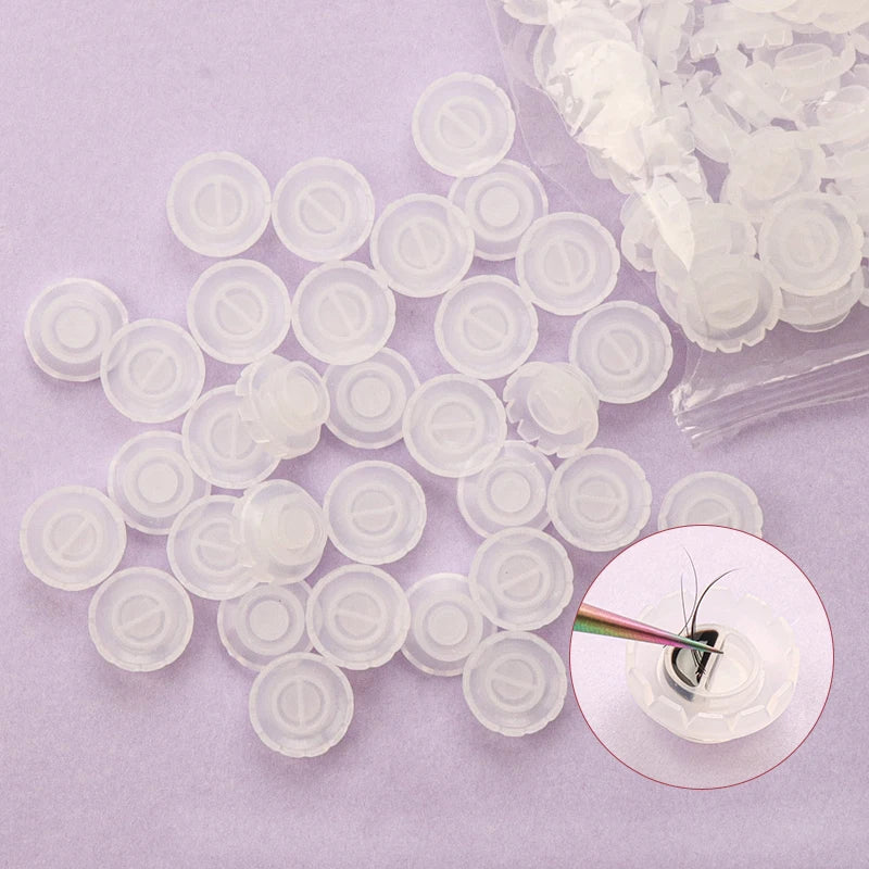 100pcs Disposable Eyelash Cup Holder Lashes Glue Holder Plastic Stand Quick Flowering For Eyelash Extension Makeup Tools