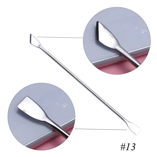 7 Types Stainless Cuticle Pusher Nail Art Stirring Polish Powder Blend Spatulas Tone Rods Manicure Remover Makeup Tools CH809