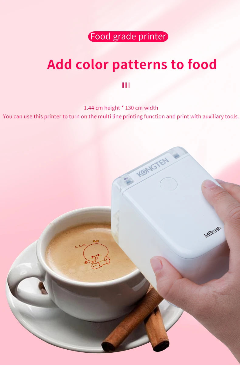 Mini Handheld Food Printer Edible Ink Portable Inkjet Pen Print Custom DIY Bread Coffee Fruit Cookies Coffee Latter Printing