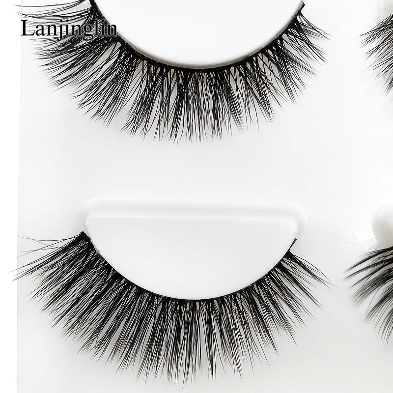 LANJINGLIN 3 pairs 29 styles 3D Faux Mink Hair Soft False Eyelashes Fluffy Wispy Thick Lashes Handmade Lash Eye Makeup Tools X11