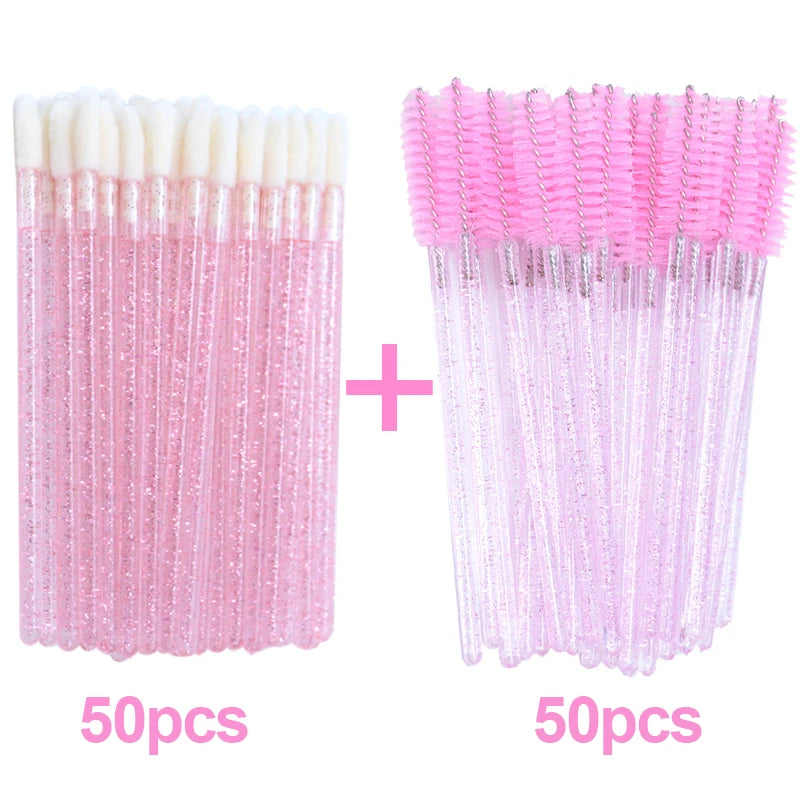 Disposable Lip Brushes Eyelash Mascara Wands 2 In 1 Bundle Sale Lipstick Cotton Swab Lipgloss Brush Makeup Tools Applicators