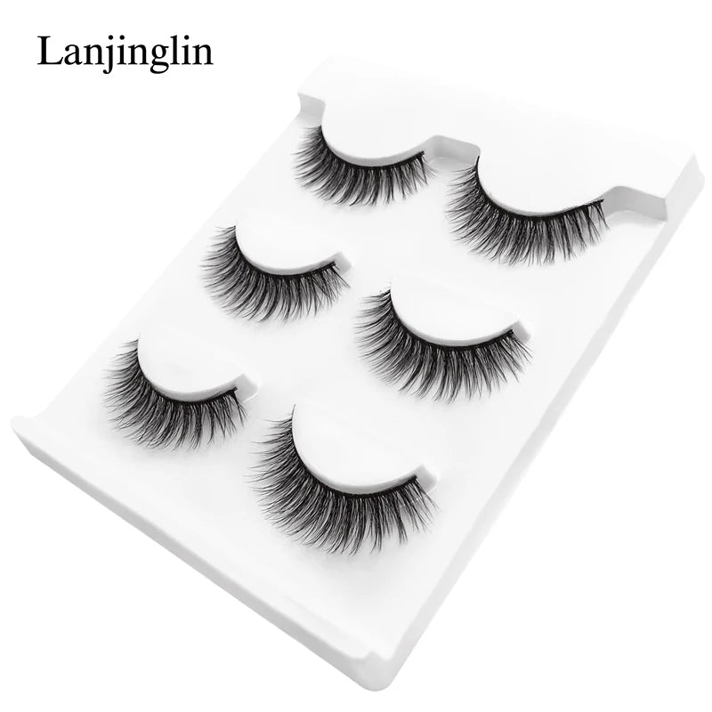 LANJINGLIN 3 pairs 29 styles 3D Faux Mink Hair Soft False Eyelashes Fluffy Wispy Thick Lashes Handmade Lash Eye Makeup Tools X11