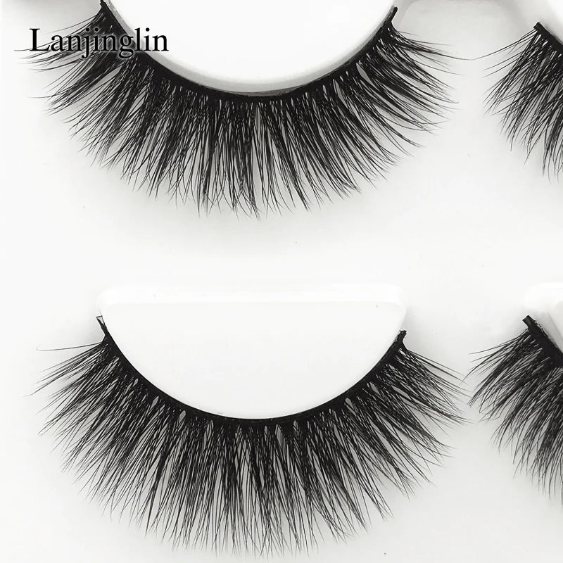 LANJINGLIN 3 pairs 29 styles 3D Faux Mink Hair Soft False Eyelashes Fluffy Wispy Thick Lashes Handmade Lash Eye Makeup Tools X11