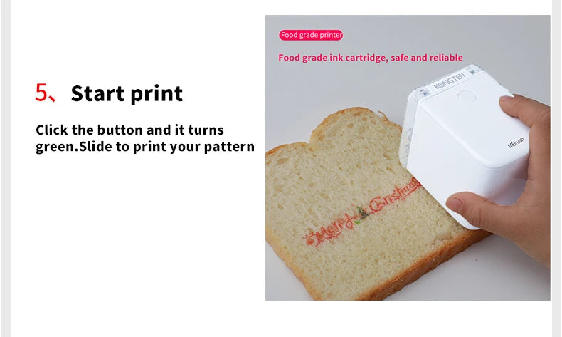 Mini Handheld Food Printer Edible Ink Portable Inkjet Pen Print Custom DIY Bread Coffee Fruit Cookies Coffee Latter Printing