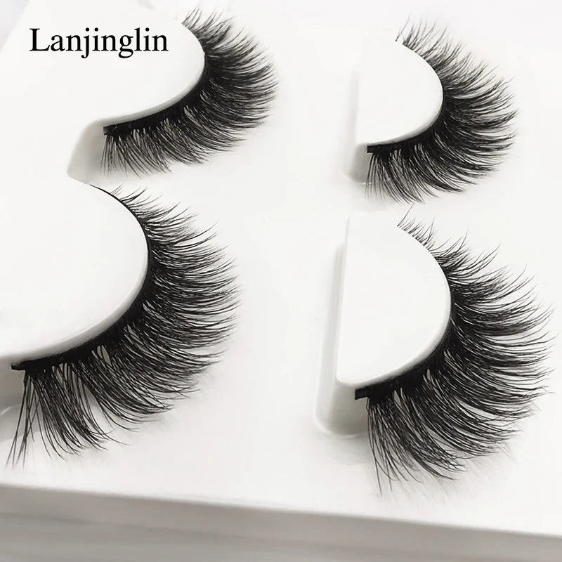 LANJINGLIN 3 pairs 29 styles 3D Faux Mink Hair Soft False Eyelashes Fluffy Wispy Thick Lashes Handmade Lash Eye Makeup Tools X11