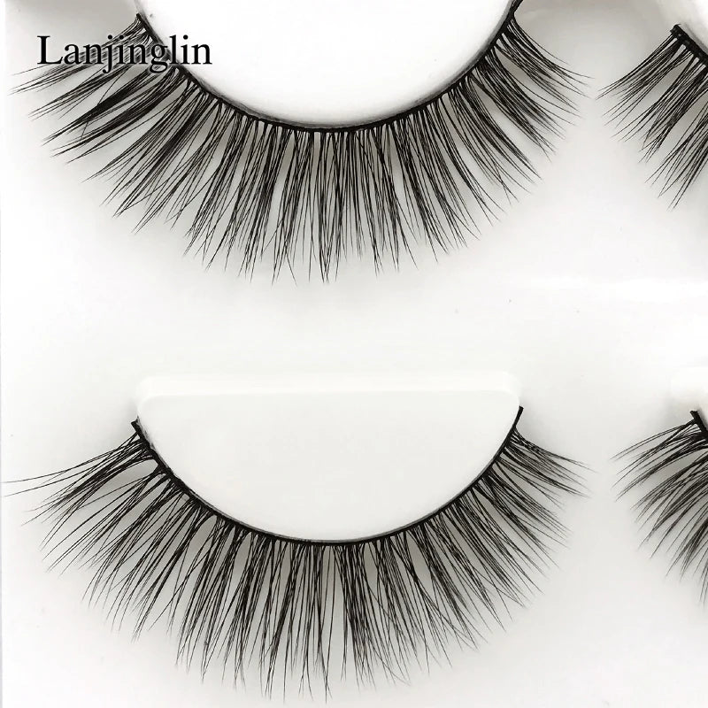 LANJINGLIN 3 pairs 29 styles 3D Faux Mink Hair Soft False Eyelashes Fluffy Wispy Thick Lashes Handmade Lash Eye Makeup Tools X11