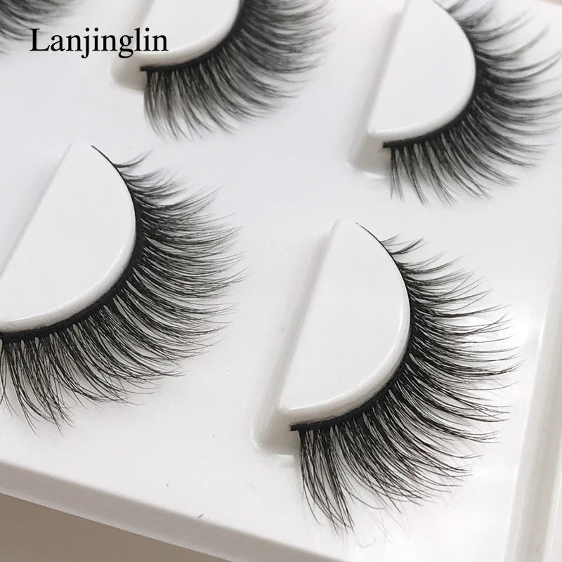 LANJINGLIN 3 pairs 29 styles 3D Faux Mink Hair Soft False Eyelashes Fluffy Wispy Thick Lashes Handmade Lash Eye Makeup Tools X11