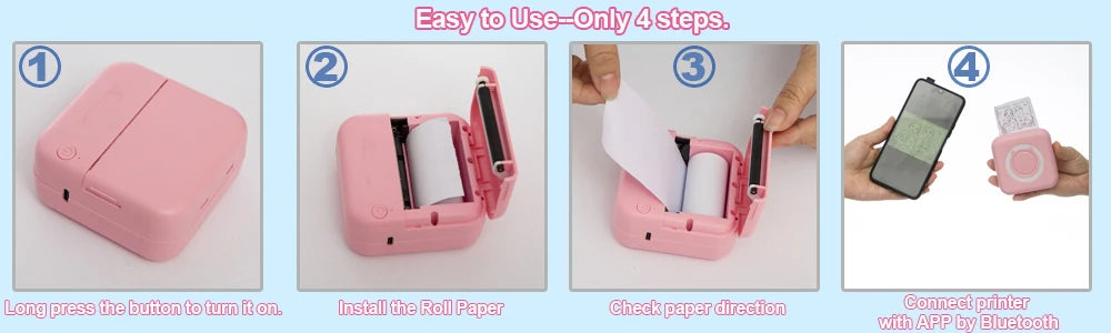 Portable Mini Thermal Printer Wirelessly BT 203dpi Photo Label Memo Wrong Question Printing With USB Cable Imprimante Portable