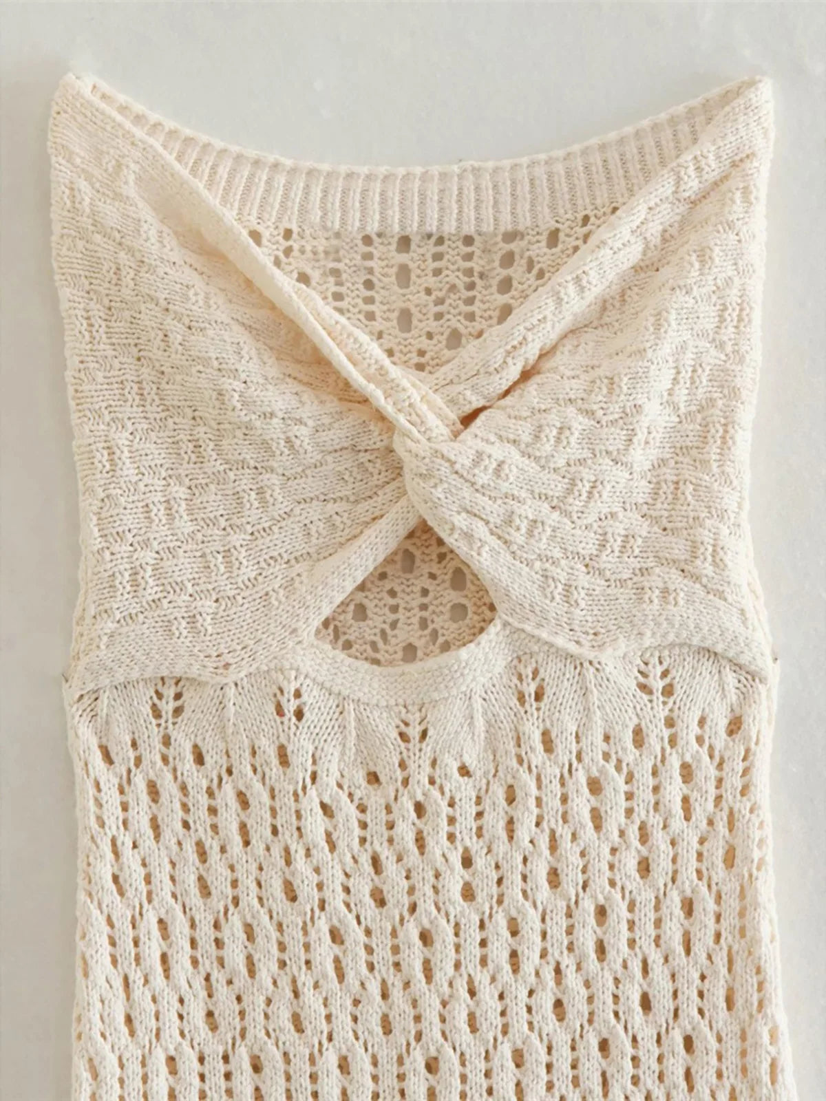 Sexy Fashion Bandeau Hollow Out Crochet Knitted Long Dress Side Split Tunic Beach Dress Cover Up Beachwear Vestidos DV5321