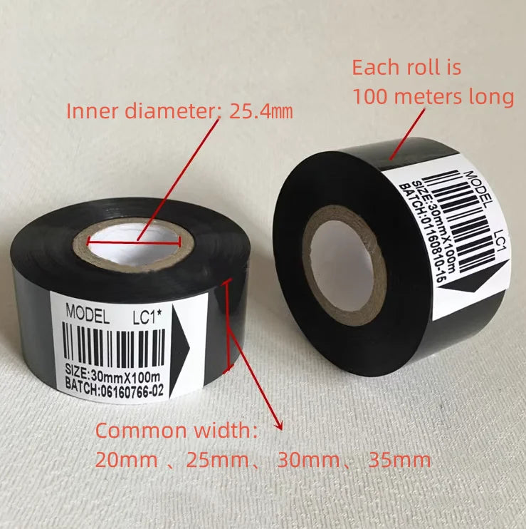 Thermal printer ribbon ink thermal transfer circular black belt code belt LC1