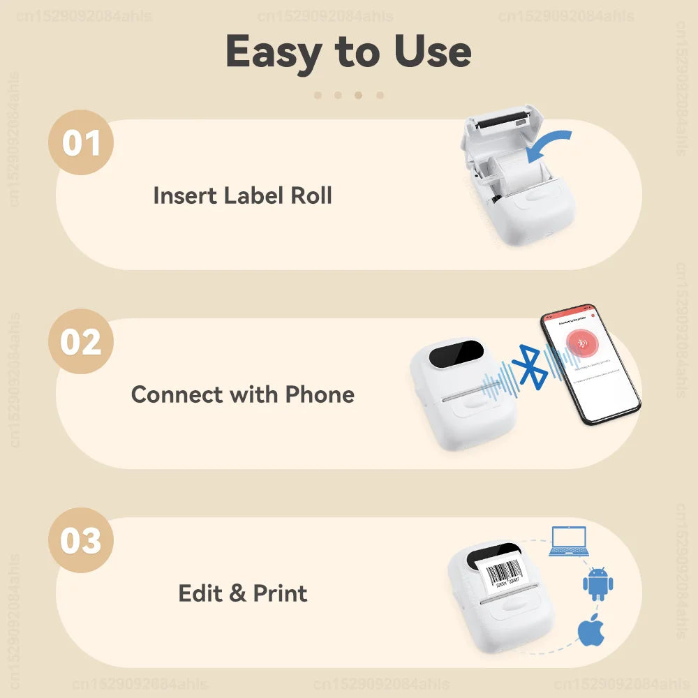 P50 Mini Portable Thermal Label Printer Similar as B1 B21 Marklife P50 E210 M110 Label Maker DIY Pattern Barcode QR Code Sticker