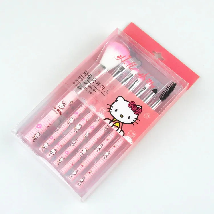 Sanrio Cartoon Hello Kitty and Coni Rabbit Makeup Tools 7-piece Beauty Brush Set Beginner Blush Eyebrow Lip Eyeshadow Brush