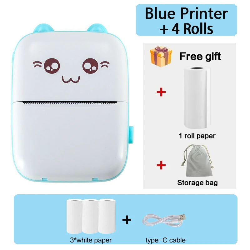 Mini 58mm Thermal Portable Printer BT Wireless 200dpi Mobile Label Photo Memo Wrong Question Printing USB Cable For Home No Ink