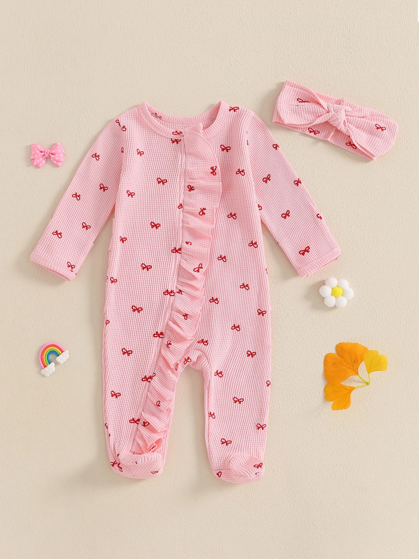 Adorable Baby Girl 3Pcs Summer Set Floral Sleeveless Romper with Matching Headband and Sandals Infant Outfit Set