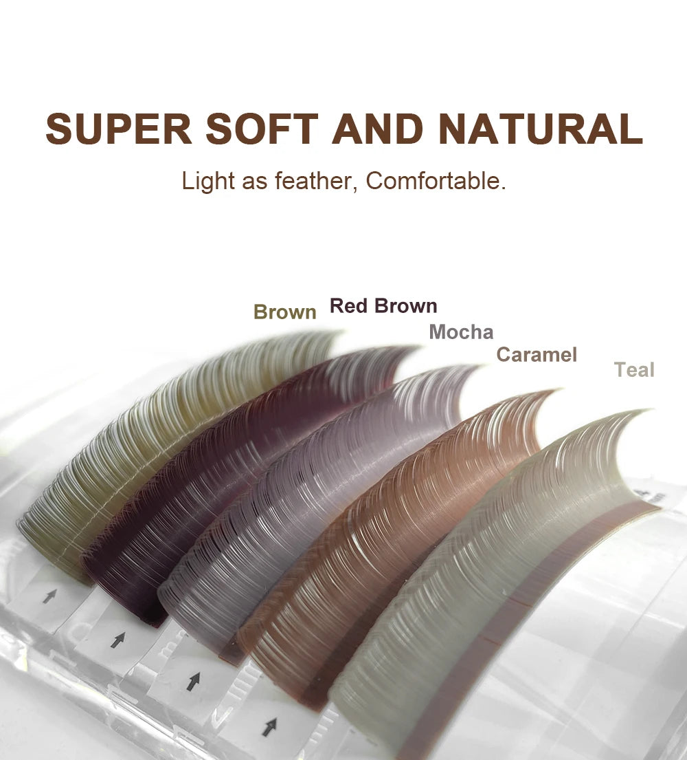 NATUHANA Caramel Colored Lashes Extension Individual Faux Mink Colour False Eyelashes Brown Teal Mocha Lashes For Makeup Tools