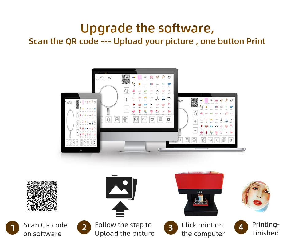 CSC1-4 CISS Coffee Printer Latte Coffee Printing Machine Automatic Beverages Food DIY Printing Photo on Coffee Edible Ink