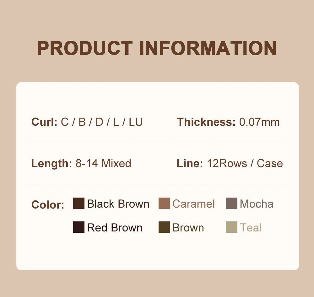 NATUHANA Caramel Colored Lashes Extension Individual Faux Mink Colour False Eyelashes Brown Teal Mocha Lashes For Makeup Tools