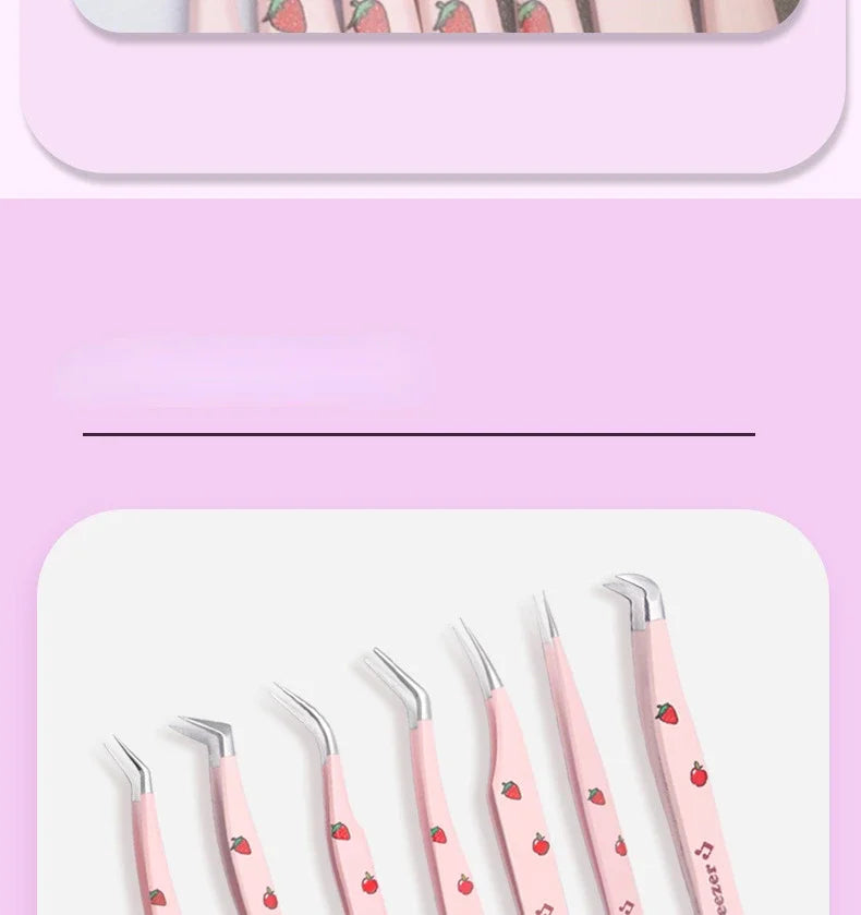 6 Types False Eyelash Tweezers Stainless Steel Anti-static Pincet Curved Strip 3D Lashes Extension Tweezer Makeup Tools