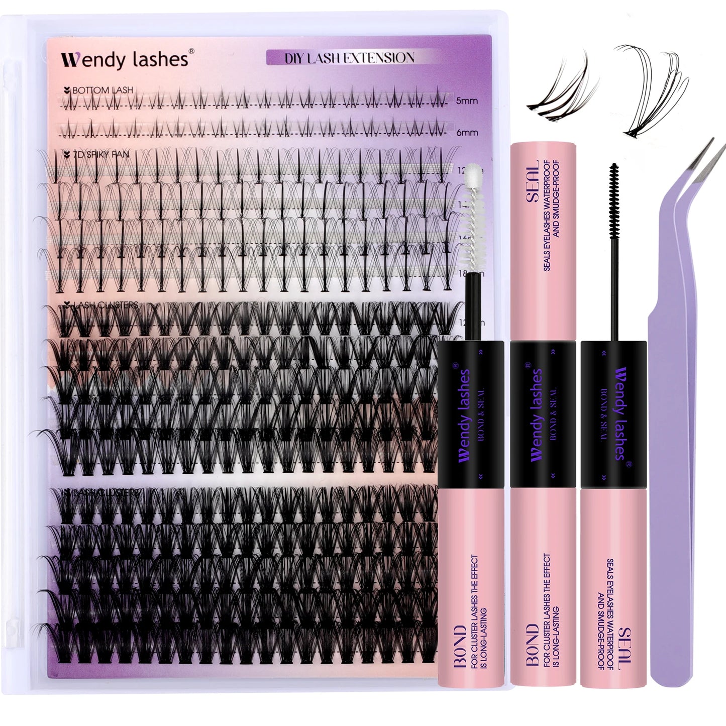 Lash Extension Kit 240pcs 30D/40D/60D/80D Bond and Seal Makeup tools DIY for gluing Lashes Gluing Glue Accessories DIY Lash KIT