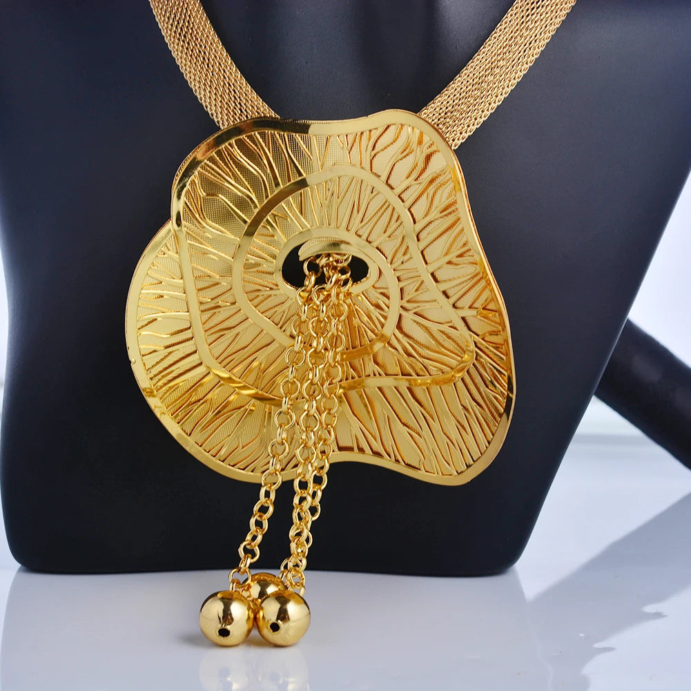 Dubai Gold Color Jewelry Set For Women Wedding Gift Young Lady Accessories Copper Light Weight Jewelry set