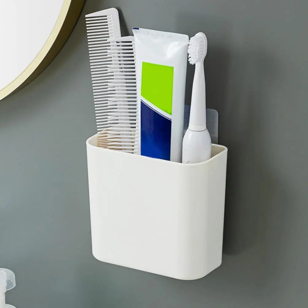 Bathroom Storage Box Wall Mounted Plastic Organizer Toothbrush Holder Makeup Tools Storage For Home Office