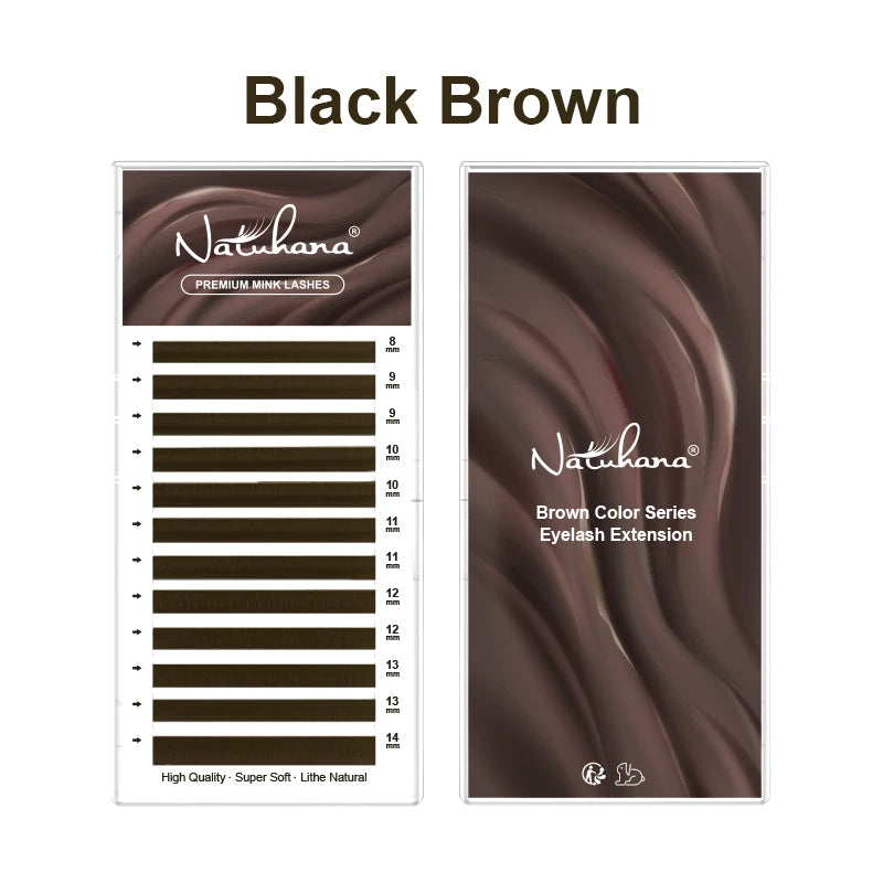NATUHANA Caramel Colored Lashes Extension Individual Faux Mink Colour False Eyelashes Brown Teal Mocha Lashes For Makeup Tools