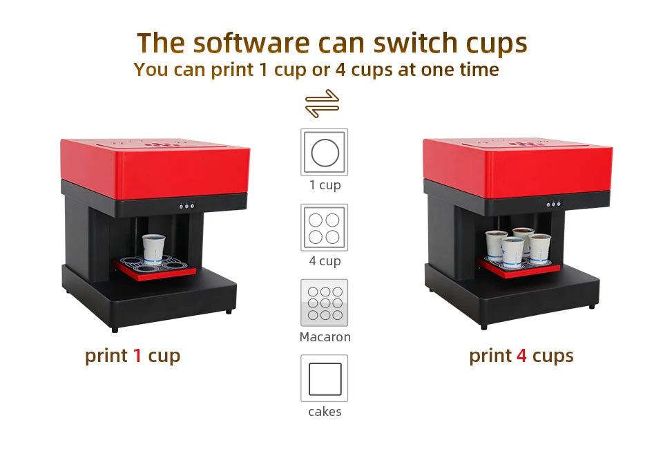 CSC1-4 CISS Coffee Printer Latte Coffee Printing Machine Automatic Beverages Food DIY Printing Photo on Coffee Edible Ink