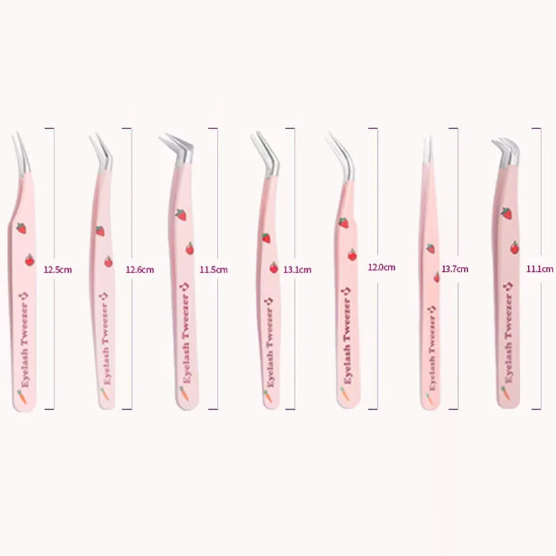 6 Types False Eyelash Tweezers Stainless Steel Anti-static Pincet Curved Strip 3D Lashes Extension Tweezer Makeup Tools