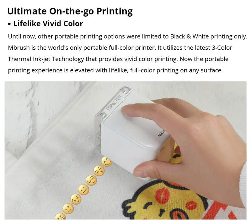 Mbrush Mini Portable Pattern Printer Handheld Color Inkjet Printer Tattoo Printer Cake Macaron Coffee DIY Pattern Printing