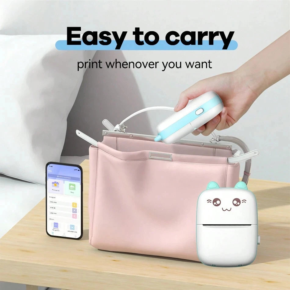 Mini 58mm Thermal Portable Printer BT Wireless 200dpi Mobile Label Photo Memo Wrong Question Printing USB Cable For Home No Ink