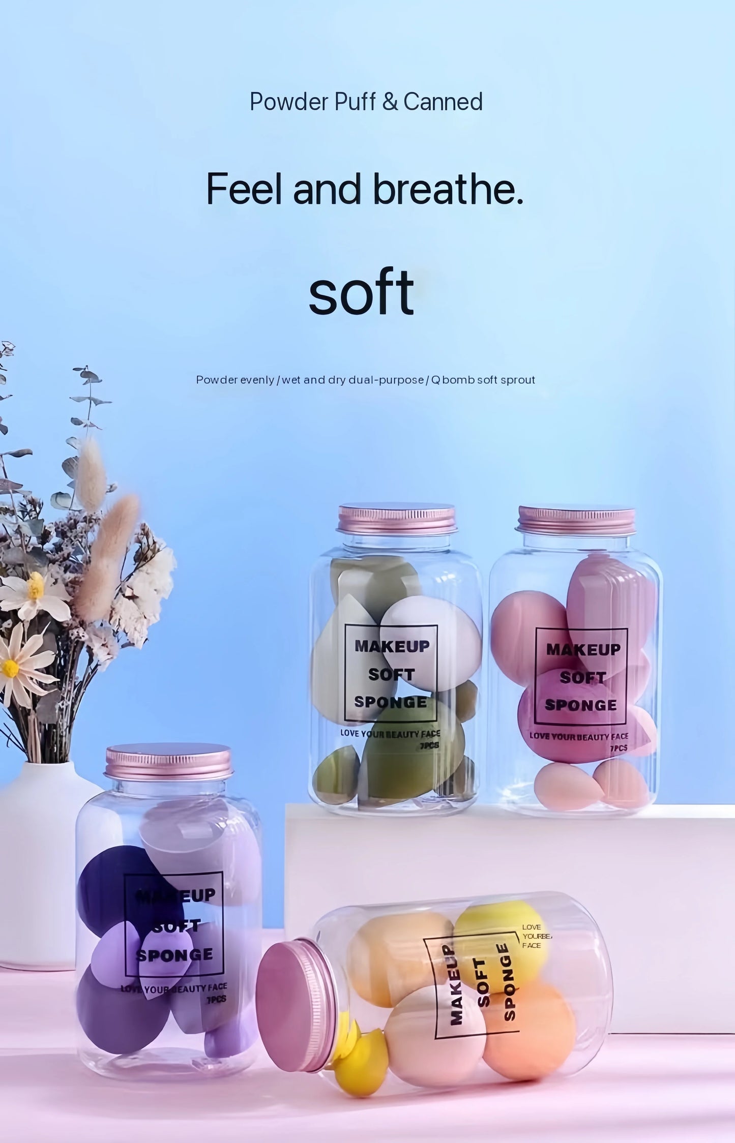 Drift Bottle'S 7-Piece Beauty Blender Set Filling Puff 7Pcs Water Large Air Cushion BB CC Cream Makeup Tools Sponge Egg