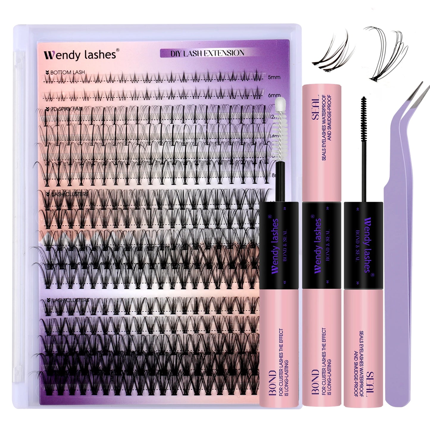 Lash Extension Kit 240pcs 30D/40D/60D/80D Bond and Seal Makeup tools DIY for gluing Lashes Gluing Glue Accessories DIY Lash KIT