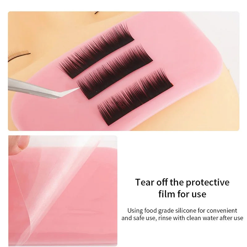 Eyelash Extension Forehead Sticker Pad Silicone Pink Transparent Planting Graft Lashes Tray Stand Pallet Pad Holder Makeup Tools