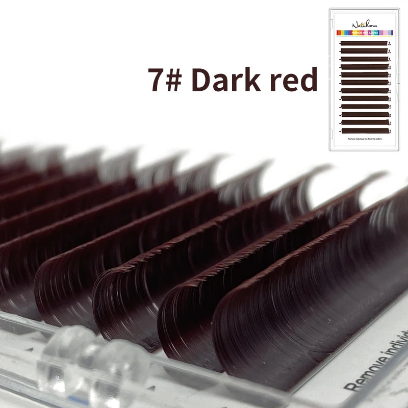 NATUHANA Caramel Colored Lashes Extension Individual Faux Mink Colour False Eyelashes Brown Teal Mocha Lashes For Makeup Tools