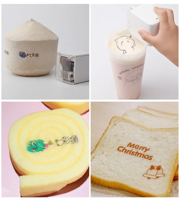 Mbrush Mini Portable Pattern Printer Handheld Color Inkjet Printer Tattoo Printer Cake Macaron Coffee DIY Pattern Printing