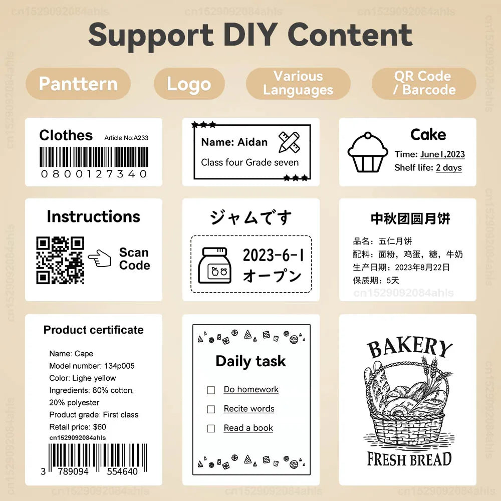 P50 Mini Portable Thermal Label Printer Similar as B1 B21 Marklife P50 E210 M110 Label Maker DIY Pattern Barcode QR Code Sticker