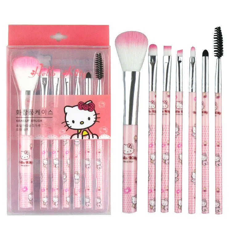 Sanrio Cartoon Hello Kitty and Coni Rabbit Makeup Tools 7-piece Beauty Brush Set Beginner Blush Eyebrow Lip Eyeshadow Brush
