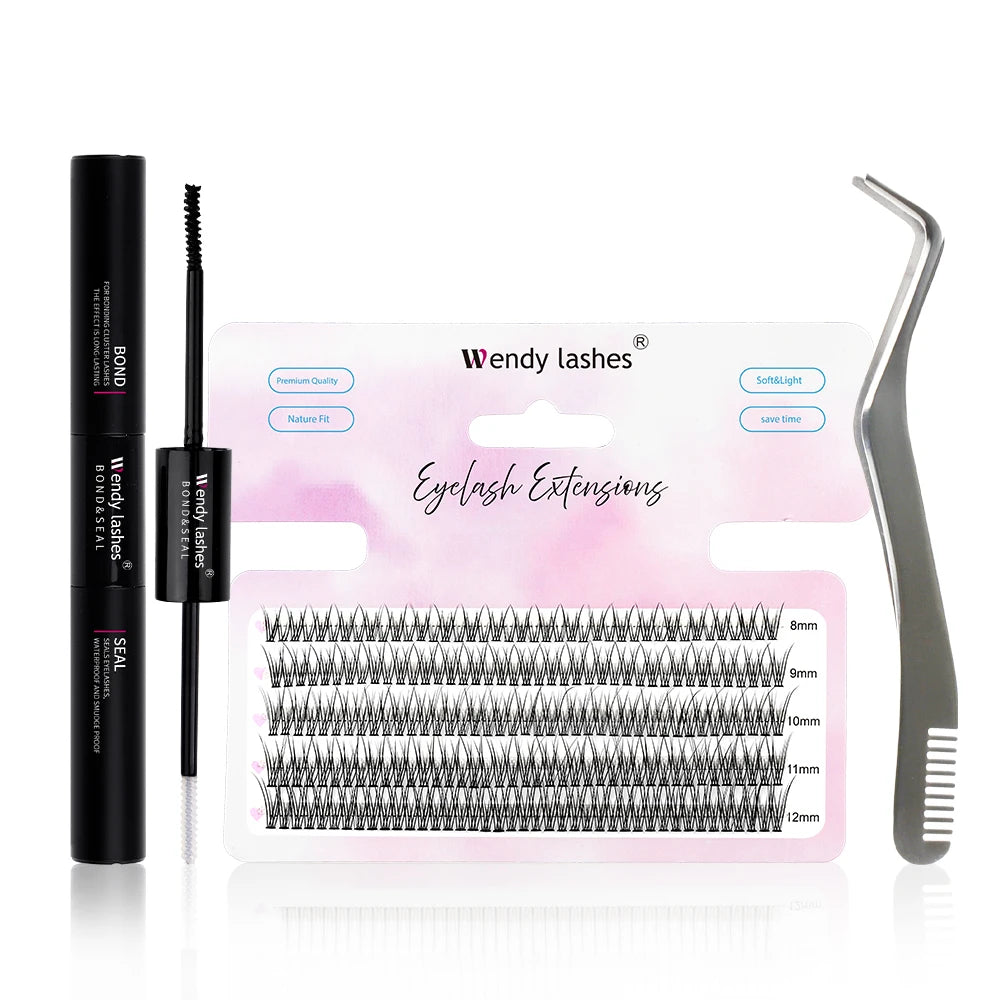 Lash Extension Kit 240pcs 30D/40D/60D/80D Bond and Seal Makeup tools DIY for gluing Lashes Gluing Glue Accessories DIY Lash KIT