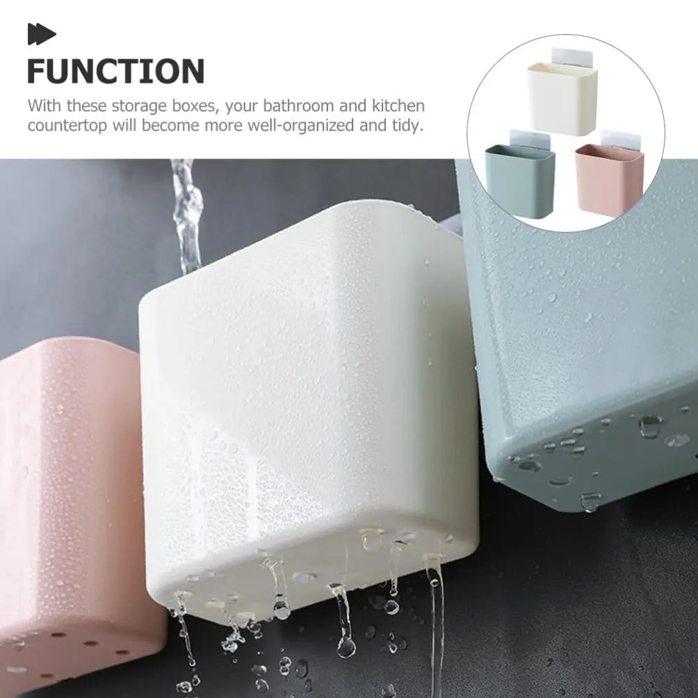Bathroom Storage Box Wall Mounted Plastic Organizer Toothbrush Holder Makeup Tools Storage For Home Office