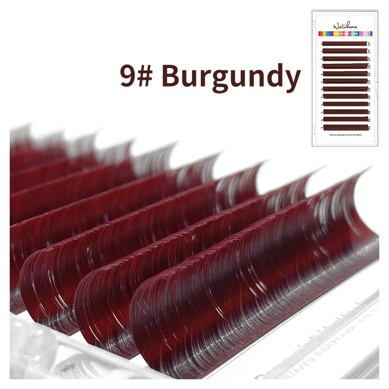 NATUHANA Caramel Colored Lashes Extension Individual Faux Mink Colour False Eyelashes Brown Teal Mocha Lashes For Makeup Tools