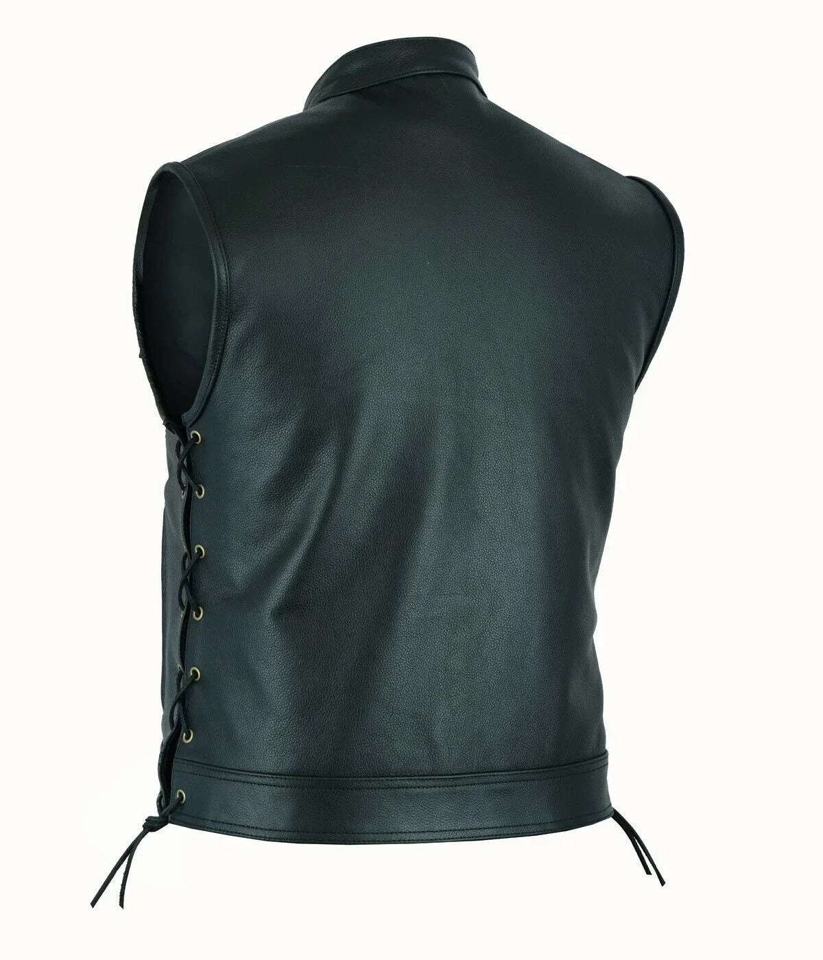 Men's Leather Vest V-neck Single Breasted Zippered Short Sleeveless Top for Men